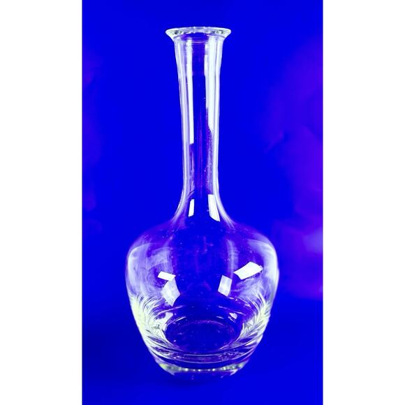 Vintage Wine Decanter 12” Clear Glass Carafe Vase Thick Base MCM Shapely - Picture 1 of 14